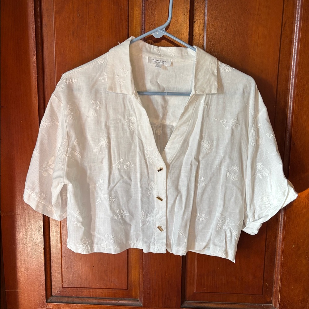 White Embroidered Women's Top